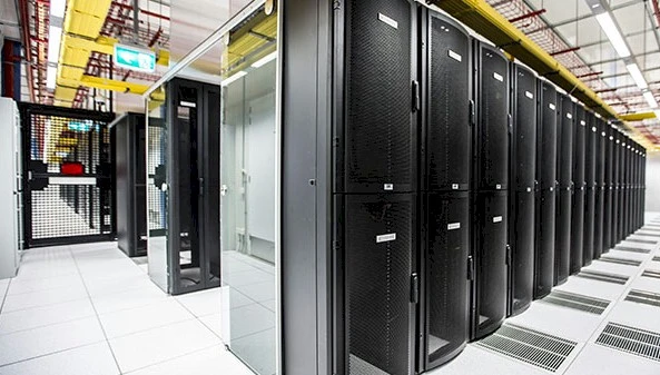 Server racks in a Bamboozle colocation hall